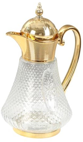 Colcolo Jarra de Vidrio de Estilo del Medio Oriente 18L con Boquilla Elegante Tetera Jarra de Agua cafetera para la Cocina del hogar Hotel, Oro