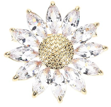 Silverbrosch, kristallkorsagenål, prästkragekristallblommabroschnål for kvinnor, elegant kavajnål, tillbehör for fester, födelsedagar och vardagskläder, unik present(Multi)