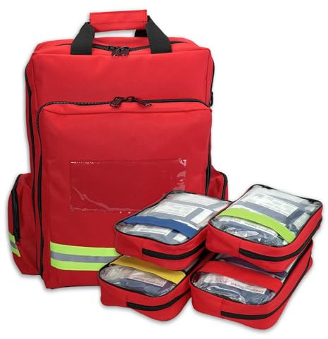 EVAQ8 Sac à dos pour matériel médical avec 4 pochettes transparentes amovibles Capacité 30 l
