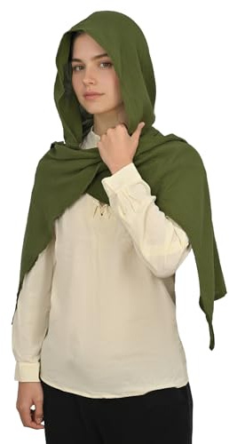 FSUJWOA Mittelalter Vintage Kapuzenschal Goth Cape Kostüm Mode Schal Schal Kapuzenschal Für Männer Frauen (Grün)