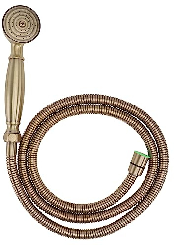 Cornetta Doccia in Ottone Anticato, Doccia Bronze Elegante | Tubo Flessibile Resistente All'usura e Antiurto, Incluso, Uso Domestico e Commerciale