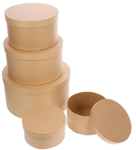 CALLARON Runde Geschenkbox aus Braunem Kraftpapier Teiliges Set mit Deckel Vielseitige Aufbewahrungsbox für Süßigkeiten Schmuck und Kosmetik Dekorative DIY Verpackung für und Partys