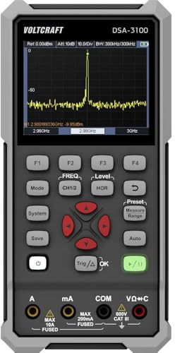 VOLTCRAFT Osciloscopio de mano DSA-3100 100 MHz 2 canales 500 MSa/s 8 kpts 8 bits dispositivo de mano, funciones multímetro, espectro A