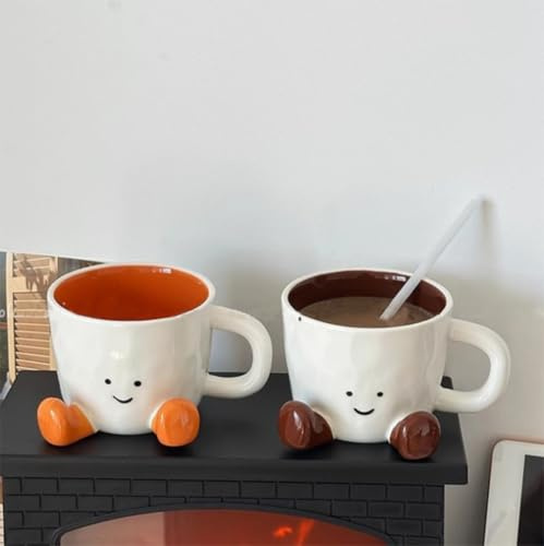 Novelty Coffee Mug with Feet, Creative Planter Ceramic Hand Kneaded Cute Coffee Cups, Funny Coffee Tea Mug for Women Men Christmas Birthday Gift Cool Photography Prop Home Office Decoration (2PCS)