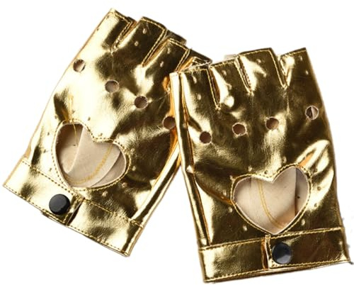 Elnwnnkc Fingerlose Punk-Herz-Handschuhe, Cosplay, PU-Leder, für Motorrad, Outdoor, Halloween, Aktivität, Motorradhandschuhe für Pendler