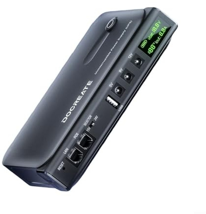 36W Mini DC UPS con batería reemplazable para routers, módem y cámaras. Fuente de alimentación ininterrumpida con pantalla LED en tiempo real y funciones de protección (UE)