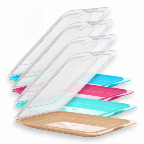 Genérico Fiambrera Rectangular para Embutidos y Alimentos Frescos, Plástico Alimentario con Tapa Hermética, 19x14x3cm, Colores Variados, Pack Multicolor.