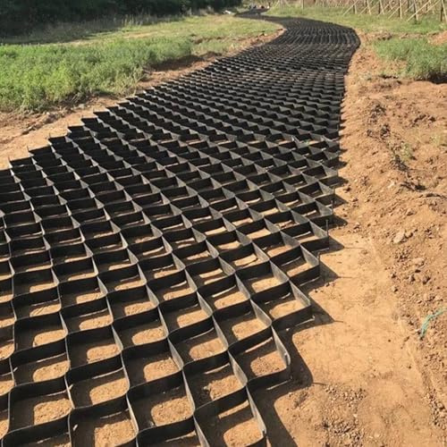 Rejilla estabilizadora de grava de 5 m x 10 m para entrada y cobertizo de jardín, rejilla de suelo permeable duradera para soluciones de paisajismo ecológicas