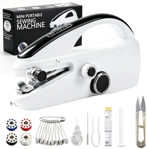 Máquina de Coser Portátil Eléctrica, Mini Máquina Coser Manual para Principiantes, 2 Velocidades y Costura Rápida, Ideal para Ropa, Telas y Viajes