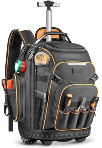 Heavy-Duty Rolling Tool Backpack with Wheels, Portable Rolling Tool Bag for Work, Travel, and Storage