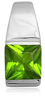 EYS JEWELRY® Damen-Anhänger Eckig 19 x 8 mm Zirkonia 925 Sterling Silber peridot-grün im Etui Damenanhänger