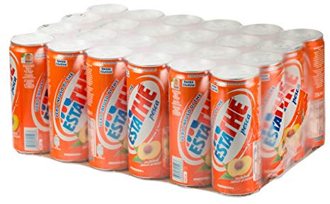 Estathé Pesca - The Freddo con Vero Infuso di Foglie di The e Succo di Pesca, Bevanda Analcolica Senza Glutine, 24 Lattine da 330 ml