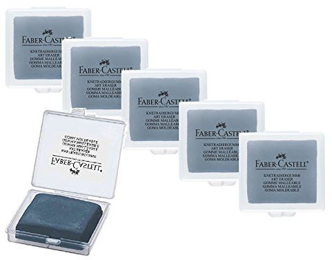 6er Pack Knetgummi Radierer für Künstler, ART ERASER Faber Castell, grau (6)