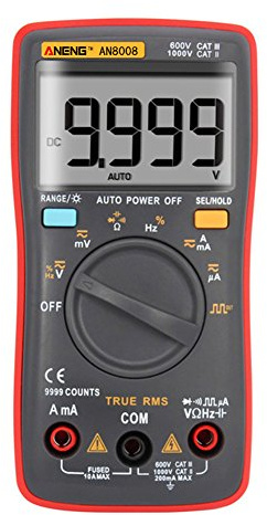 Amazingdeal AN8008 Multimetro digitale in vero valore efficace, con amperometro da 9999 conteggi di onde quadre del voltaggio