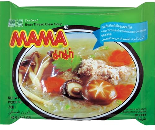 MAMA Instantglasnudeln klare Suppe – Leckeres Schnellgericht orientalischer Art – Authentisch thailändisch kochen – 30 x 40 g