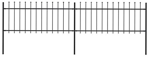 vidaXL Recinzione da Giardino con Punta a Lancia in Acciaio 359x80 cm Nero