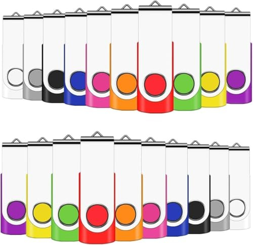 EASTBULL Paquete de 50 unidades de memoria USB 2.0 de 4 GB, memoria USB a granel, unidad de pulgar giratoria (4 GB, 10 multicolor)