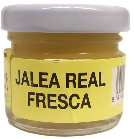 Jalea real fresca pura natural de España, bote de cristal con 30 gramos de jalea real de abejas y cuchara para tomar