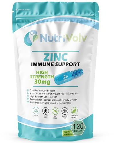 Zinc 30mg - Immune Health Fertility Vision Cognitive Function - 120 Tablets