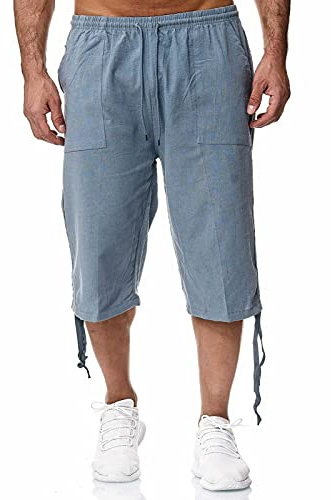 Remxi Herrshorts linnebyxor vardagliga beskurna byxor mode herrshorts