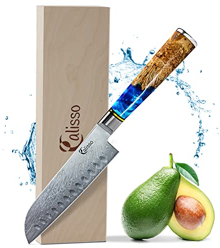 Calisso Santoku 67 Lagen Damaststahl - Damastmesser Küchenmesser, Japanisches Messer