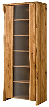 M MASSIVMOEBEL24 KOLONIALMOEBEL24.DE Pure Oak Vitrine #107 81x45x204 Wildeiche Natur geölt, Farbe:Natur geölt, Größe:81x45x204 cm (BxTxH)