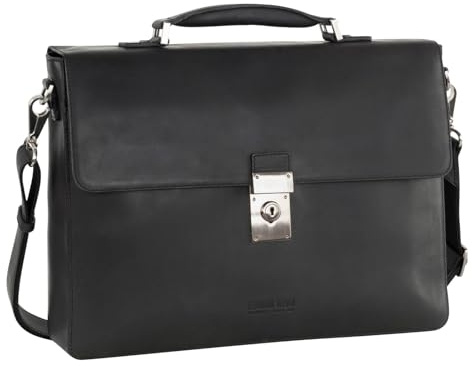 Leonhard Heyden Leder Aktentasche Laptoptasche mit Laptopfach Ottawa Document Wallet Black schwarz