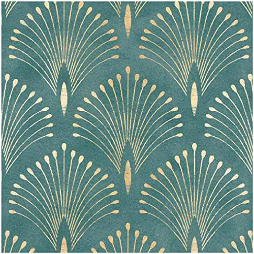 unigoos Papier peint à décoller et à coller motif queue de paon classique bleu vert vintage amovible moderne pour armoire, étagère, chambre à coucher, décoration à faire soi-même, 45 x 300 cm