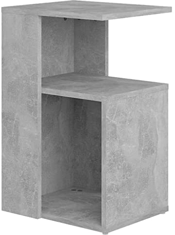vidaXL Mesa Auxiliar Muebles Mobiliario Sofá Café Centro Salón Sala de Estar Libros Estante Estable Decoración Contrachapada Gris Hormigón 36x30x56cm