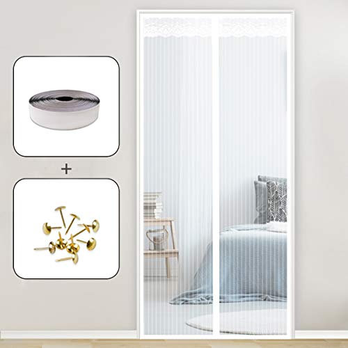 Magnetisches Moskitonetz 140 X 220 Cm (55 X 87 Zoll) Anti-Insekten Fliegen Moskitos Vorhang Anti-Moskitos Verhindert das Eindringen Von Insekten Auf Balkone, Fenstertüren, Weiß A