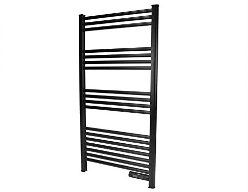 Purline | Toallero Eléctrico de Aluminio Negro 500W con Temporizador NTW-11B - Toallero Eléctrico Aluminio Diseño Decorativo en Forma de Escalera, Calefacción Eficiente y Protección IP22