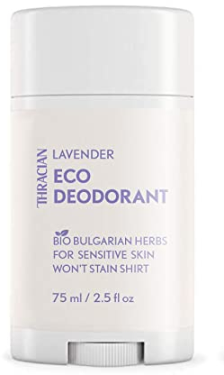 Thracian™ Bio Lavender Eco Deodorant with Zinc Oxide, for Sensitive Skin, Aluminum Free, Baking Soda Free, Alcohol Free, No Added Fragrance, 75 ml