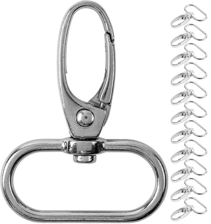 Your Day Mate Karabinerhaken mit Drehverschluss, D-Ring mit Karabiner Haken, Taschen Karabiner mit 360° Grad drehbarem Ösenring, Metall Gurtschnalle mit Haken zum Basteln