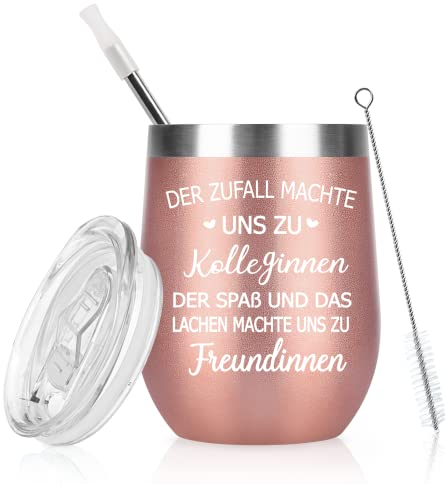 Livole Geschenk Kollegin Geburtstag, Geschenke für Kollegin, Kolleginnen, Kollegin Abschiedsgeschenk - Der Zufall Machte Uns zu Kolleginnen - 12oz Edelstahl Weinbecher, 600ml Coffee to go Becher