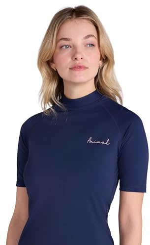 Animal Daisy Womens Logo Rash Vest - UPF 50+, Chlorine & Saltwater Resistant - Spring Summer, Beach, Swimming, Pool, Diving, Water Sports Navy Women's Size 8