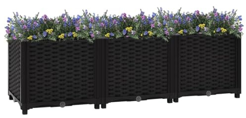 puraday Jardinière de Jardin 120x40x38 cm Noir Polypropylène Lit de Plantation Offre Suffisamment d’Espace Pot de Terrasse Balcon pour Plantes Légumes Herbes Aromates Fleurs