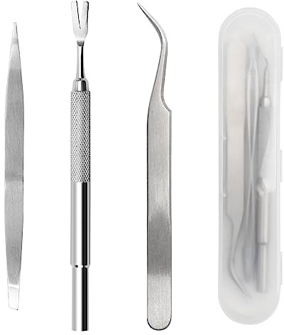 COITEK 3 in 1 Tick Remover Kit, Stainless Steel Tick Remover Tweezers Tools Set for Pet Dog, Cat, with Storage Box (Silver)