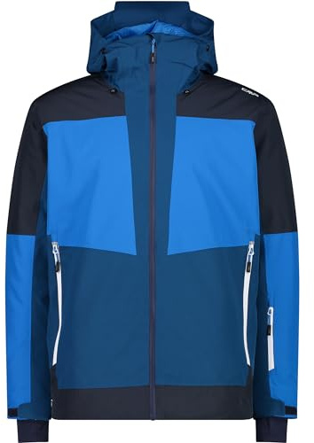 CMP M Jacket Fix Hood Pl Pongee Jacquard+tpu Colorblock-Blau - PrimaLoft Technische warme Herren PrimaLoft Skijacke, G