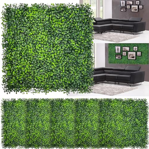 DOPGIB Künstliche Buchsbaumplatten, 50,8 x 50,8 cm (26P), UV-Anti-Kunstgrasplatten für Innenwand, Grünhintergrund, Garten und Innen- und Außenbereich, Pflanzenwand und Zaun, Abdeckung, Privatsphäre