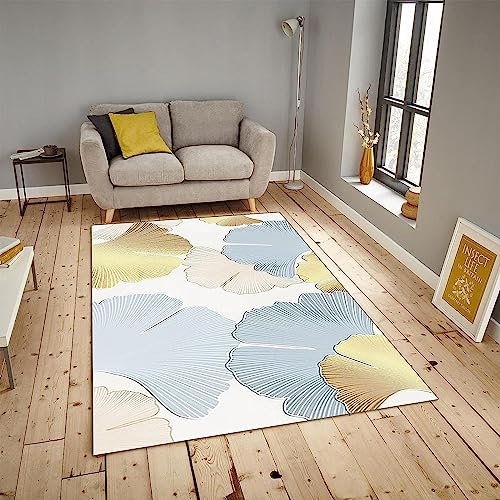 Rugs 3D Girls Living Room Rug Non Slip Minimalist Ginkgo Biloba Plant Bedroom Rug Foldable Soft Floor Carpet For Teen Girls Bedroom Playroom Nursery Room 120 X 160 Cm -1G3O/B4R