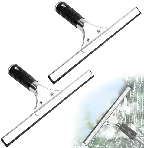 ZDNT 2 Pezzi Tergivetro in Acciaio Inox,Tergivetro per Doccia,Tergipavimento Finestre,Lavavetri Spazzola Bagno per Pulire e Asciuga Vetri, Piastrelle, Finestre,Bagno,Strumento di Pulizia 30CM