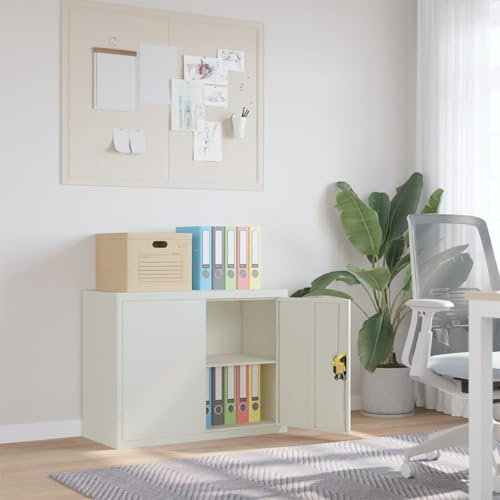 ShGaxin Aktenschrank Hellgrau 90x40x70 cm Stahl, Metallschrank, Werkstattschrank, Werkzeugschrank, Büroschrank, Lagerschrank, Garagenschrank, Stahlschrank