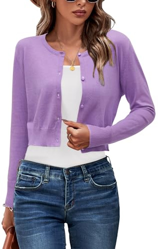 Newshows Cardigans for Women UK Short Bolero Cropped Shrug | Lightweight Short Cardigans Ladies V Neck Knitted Top