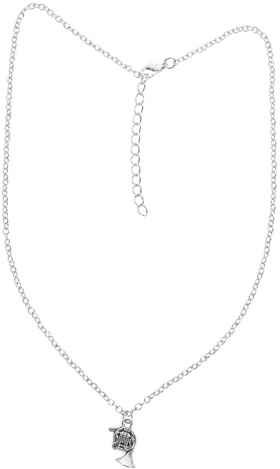 WRITWAA Damenkette mit Anhänger Französisches Horn 2 Stück aus Metall | Leichtes Design in Silber, Musikzubehör für Liebhaber, Stilvoller Look für Damen und Herren