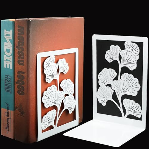 Buchstütze-Bücherstützen Metall, Buchstützen Weiß, Dekoratives Buchstopper, Bücherhalter für Regal, Bookends (Weiß)