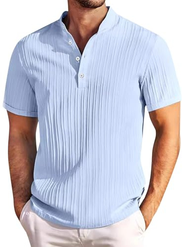 Polo Homme Manches Courtes Col V T Shirt D'été Manches Courtes Sportswear, Et Ventes Flash - Sport Travail Slim Fit T-Shirt Leger Pas Cher Blouse Top(Bleu Clair,L)