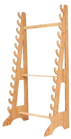 Mehrschichtiges bodenstehendes Waffenregal,Bambus-Schwertständer-Präsentationsständer,Flötenständer-Waffenständer,große klassische Waffenständer aus Holz zur Schwertmontage (9 Ebenen,13 Ebenen)