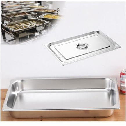 NJDQFA Rechteckig Buffet Speisenwärmer,Thermobehälter Für Speiseeis,Edelstahl Meal Prep Boxen Gastronormbehälter,1/1（53 * 32.5）,6.5cm0.8side
