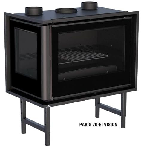 ESTUFA DE LEÑA INSERTABLE BRONPI CON TURBINAS MODELO PARIS-70- CRISTAL IZQUIERDO VISION