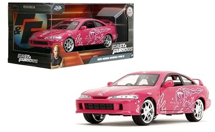 Jada Toys Fast & Furious 1:24 Honda Integra (Suki's Pink Design) - Druckguss-Modellauto, detailreiches Äußeres, authentische Film-Nachbildung, Sammlerstück-Spielzeug - ab 8 Jahren, Rosa